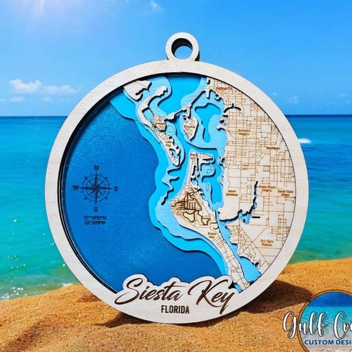 Siesta Key Beach Sarasota Ornament 3D Souvenir Coastal Gift for wholesale by Gulf Coast Custom