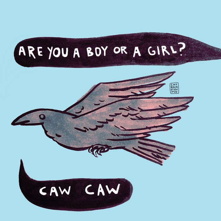 Cat Rocketship - Vente Affiche d'art - Es-tu un garçon ou une fille ? Genre : corbeau, impression 8 x 10, 5 x 72