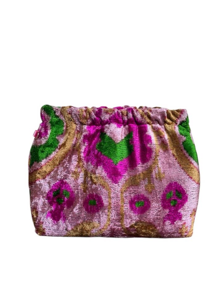 Silk Velvet Ikat Flex Hex Frame Pop-Open Clutch for wholesale by AYCA DESIGN