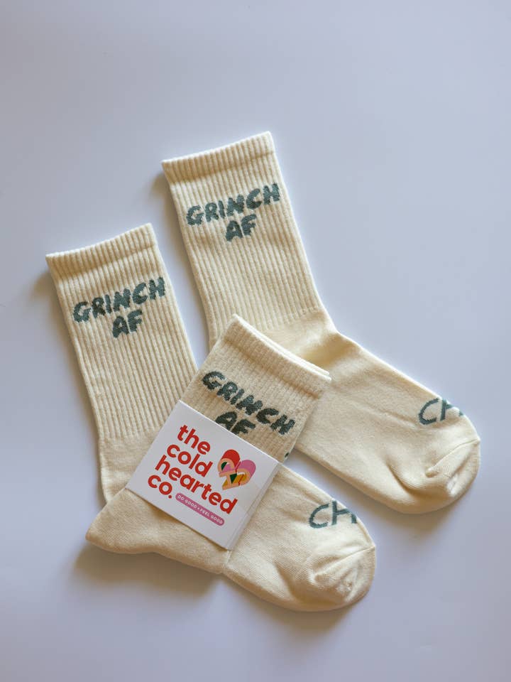 The Cold Hearted Collective - Wholesale Socks - Unisex - Grinch Af Funny Holiday Socks
