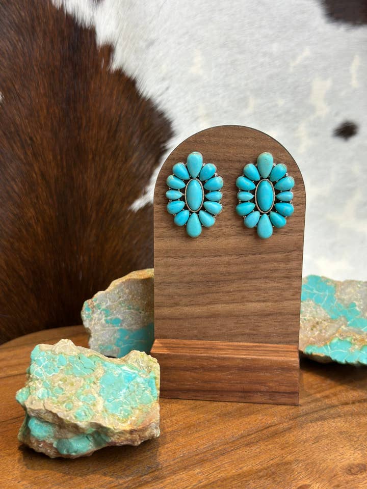 FAUX TURQUOISE STUD EARRINGS for wholesale by High Ho Silversmithing