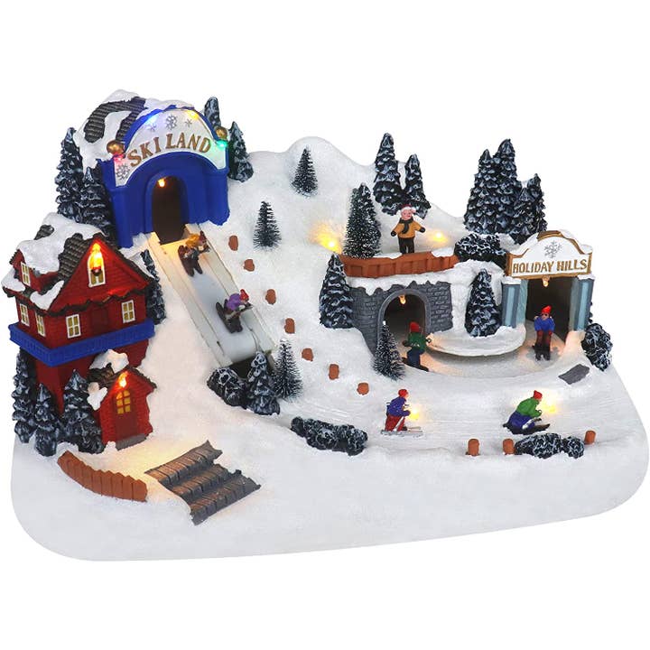 Top Treasures - Wholesale Christmas Decoration - Ski Resort with Moving Skiers