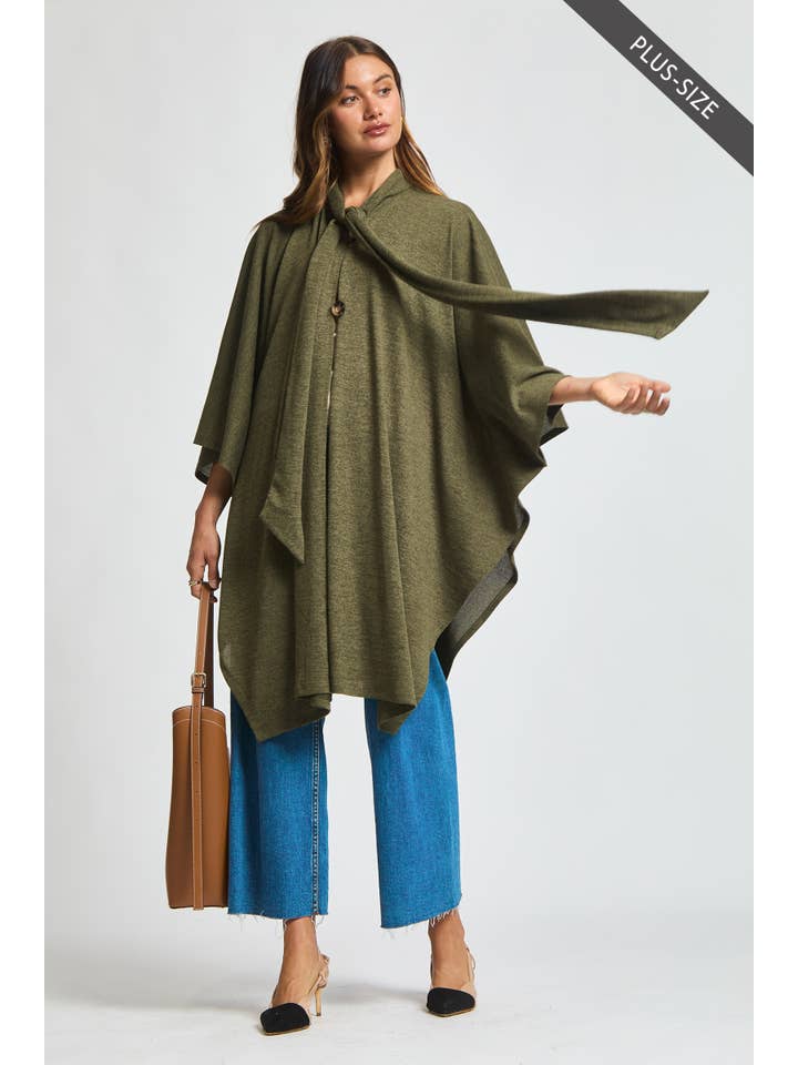 Dear Scarlett - Wholesale Poncho - Women's - PLUS SIZE Flowy Draped Poncho Top13
