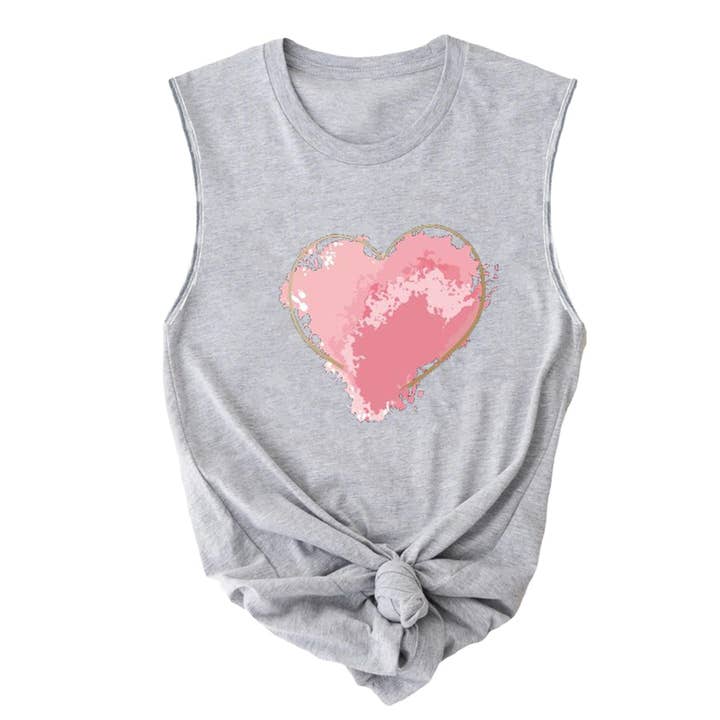 TISANCRE - Wholesale Tank Top - Women's - New shirt summer love round neck sleeveless vest