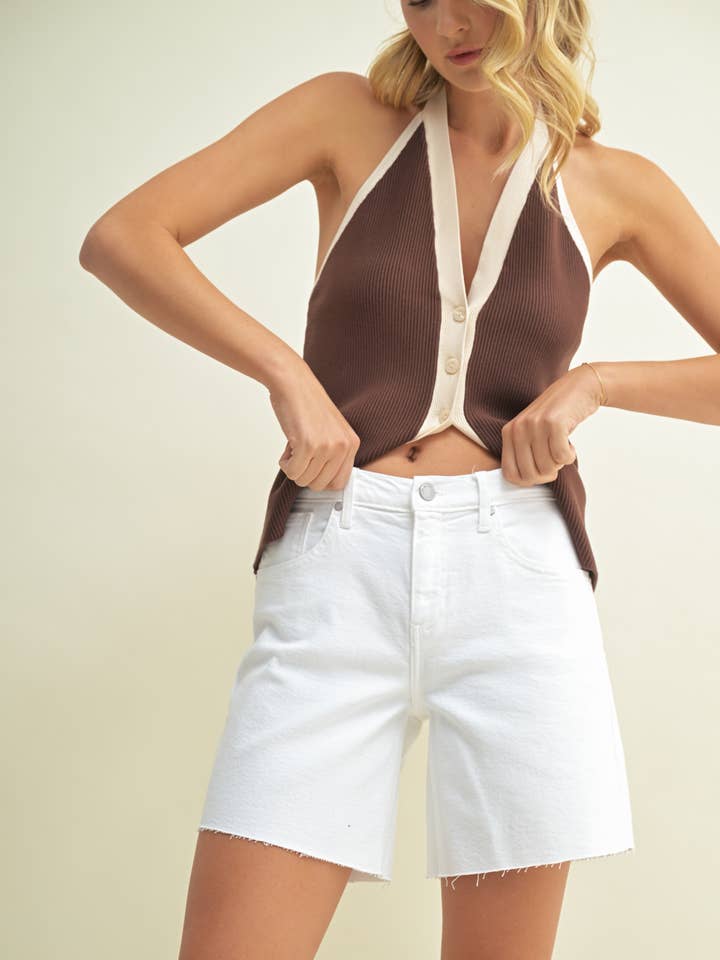 BH490J - OPT WHT - Bermuda Short for wholesale by JUST BLACK DENIM