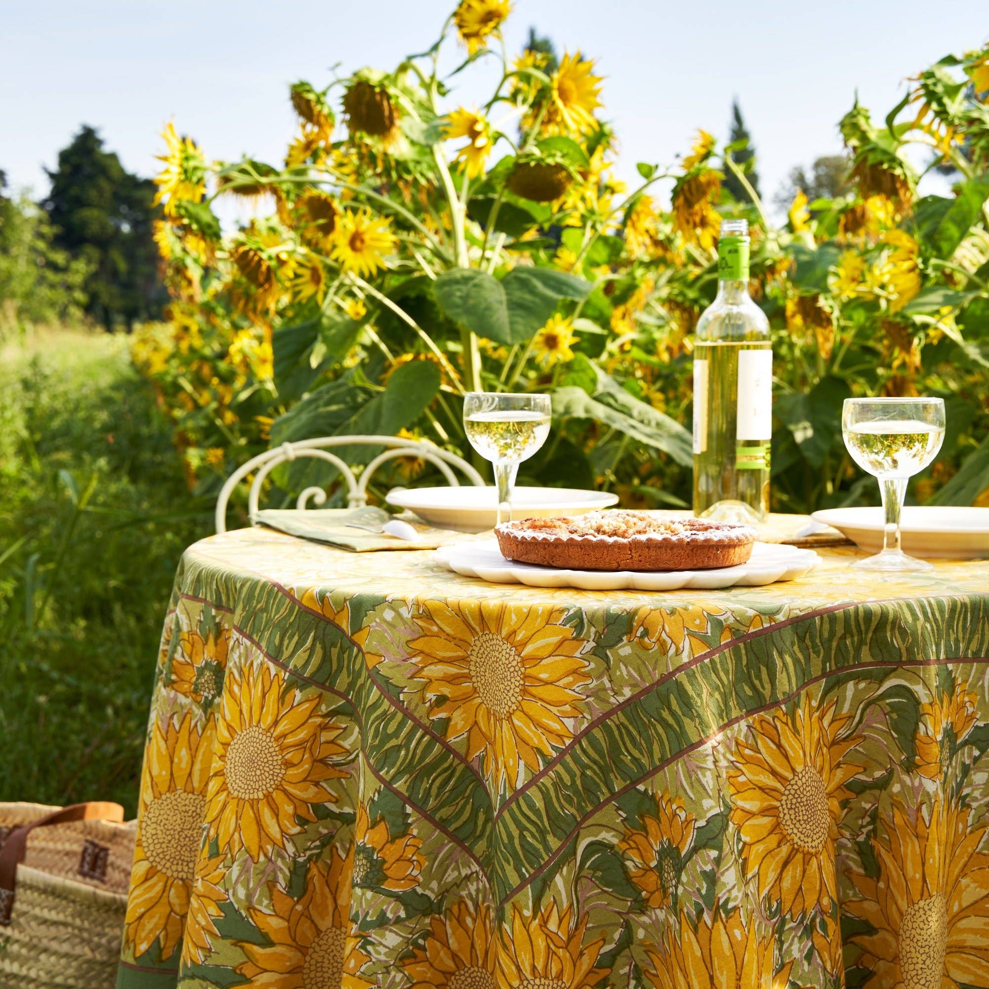 Couleur Nature - Wholesale Tablecloth - Sunflower Yellow& Green | French Tablecloths12