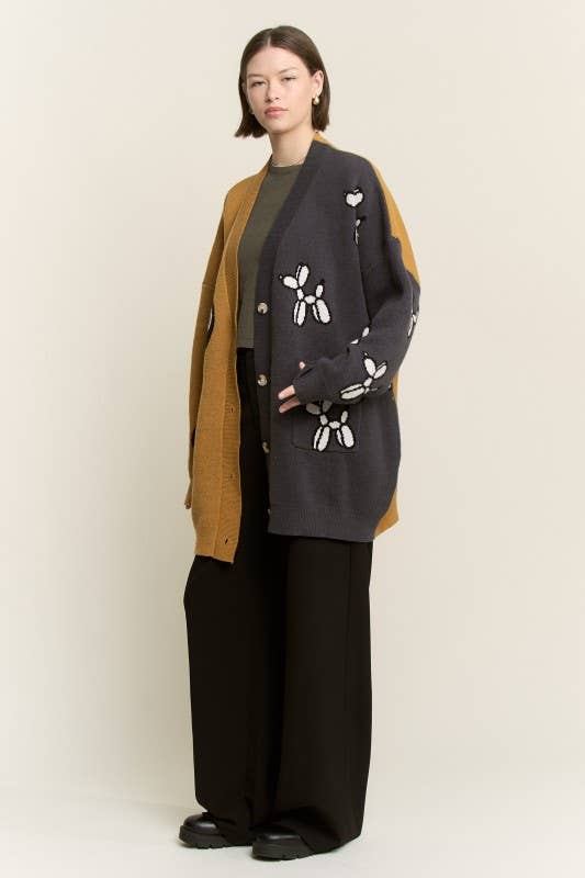 MOCHA/CARBÓN CÁRDIGAN OVERSIZE PERRO GLOBO Y BOLA 8 de venta al por mayor en Faire8