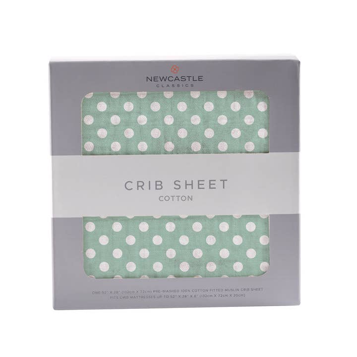 Newcastle Classics - Wholesale Cot/Crib Sheets - Jade Polka Dot Crib Sheet
