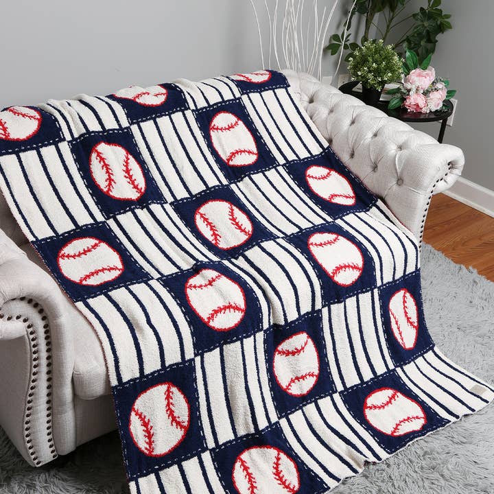 Baseball Pattern Print Cozy Throw Blanket for wholesale by Fashion City