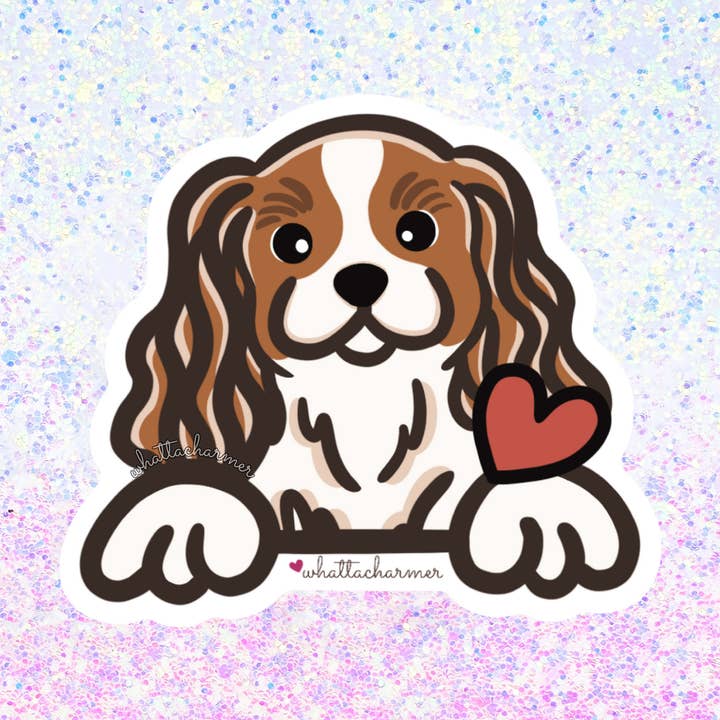 Autocollant de chien Cavalier King Charles Spaniel, Blenheim pour la vente par WhattaCharmer