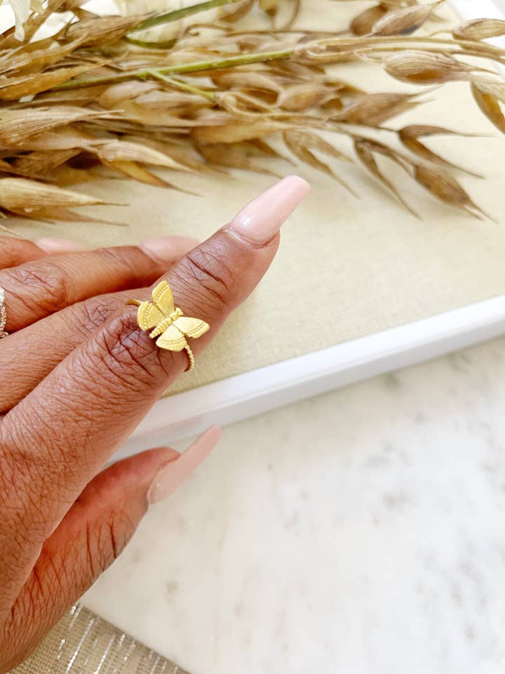 8329JR - Butterfly Adjustable Gold Filled Ring for wholesale by Renee and Renae | Formerly The Katz Meow Creations