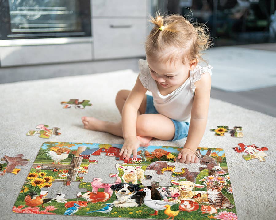 Outset Games and Cobble Hill Puzzles - Vente Puzzle – enfant - Puzzle de sol "Salutations de la ferme" (35 pièces) - Âges 3+1