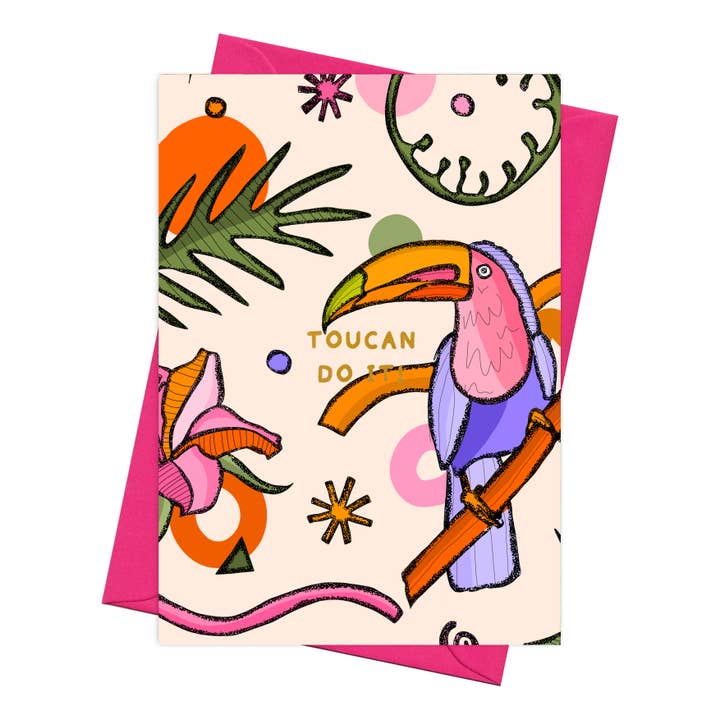 Tarjeta de felicitación Toucan Do It, tarjeta motivacional para venta al por mayor de Freya Niamh