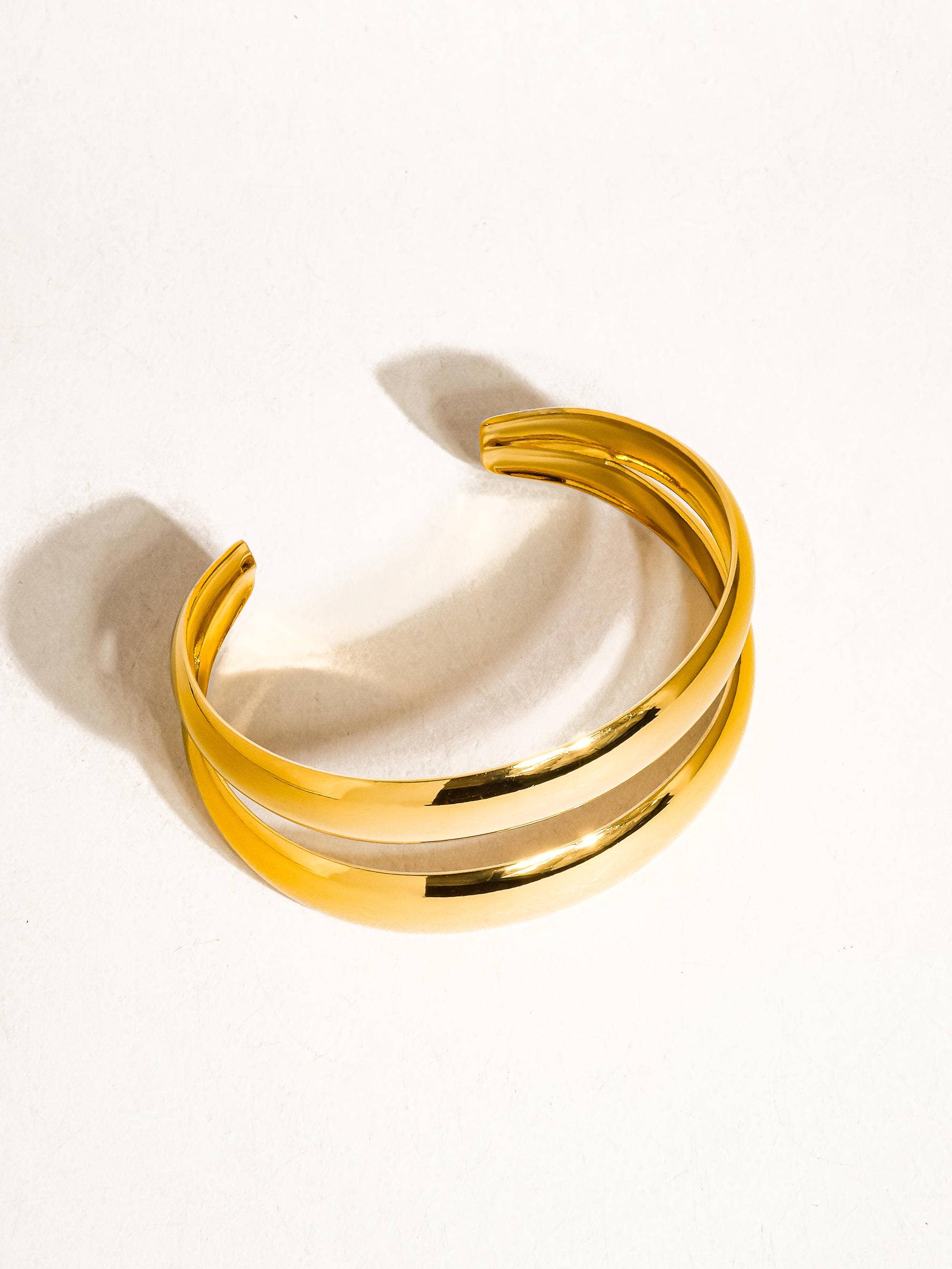Ronan 18K Gold Non-Tarnish Layered Round Bangle for wholesale on Faire3