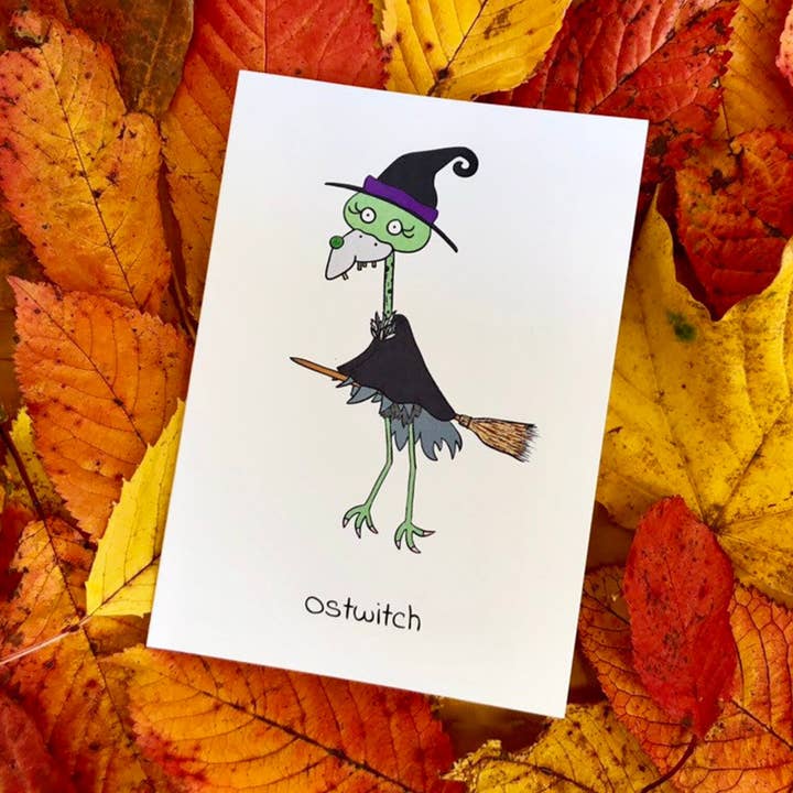 Ostwitch Greeting Card for wholesale by Quack Animal Art