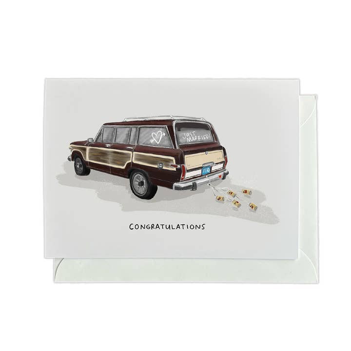 "Wedding Wagoneer" Greeting Card for wholesale by Slear Creative
