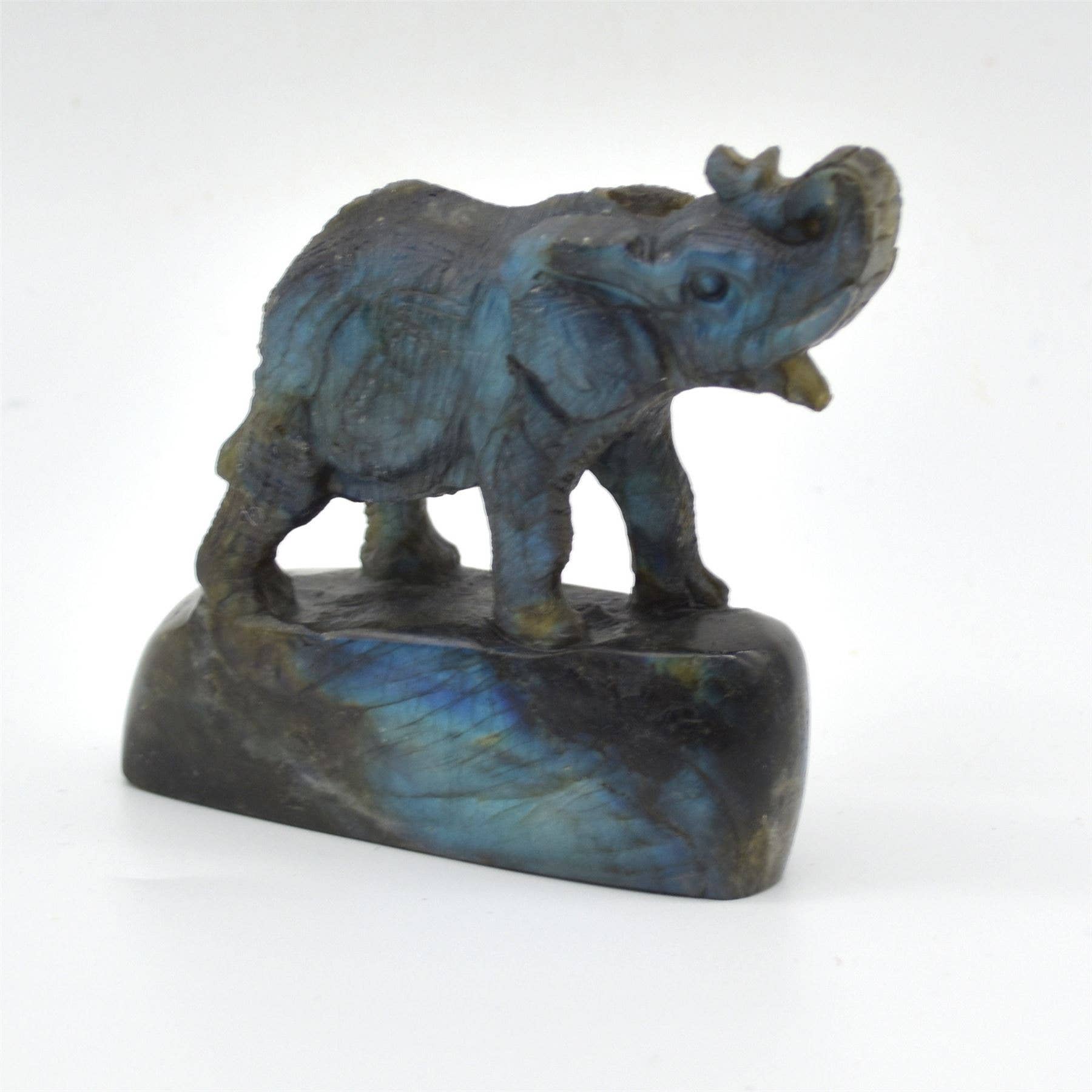 Grey Labradorite Elephant - 8 cm X 8 cm X 3 cm - 222 Grams for wholesale on Faire6