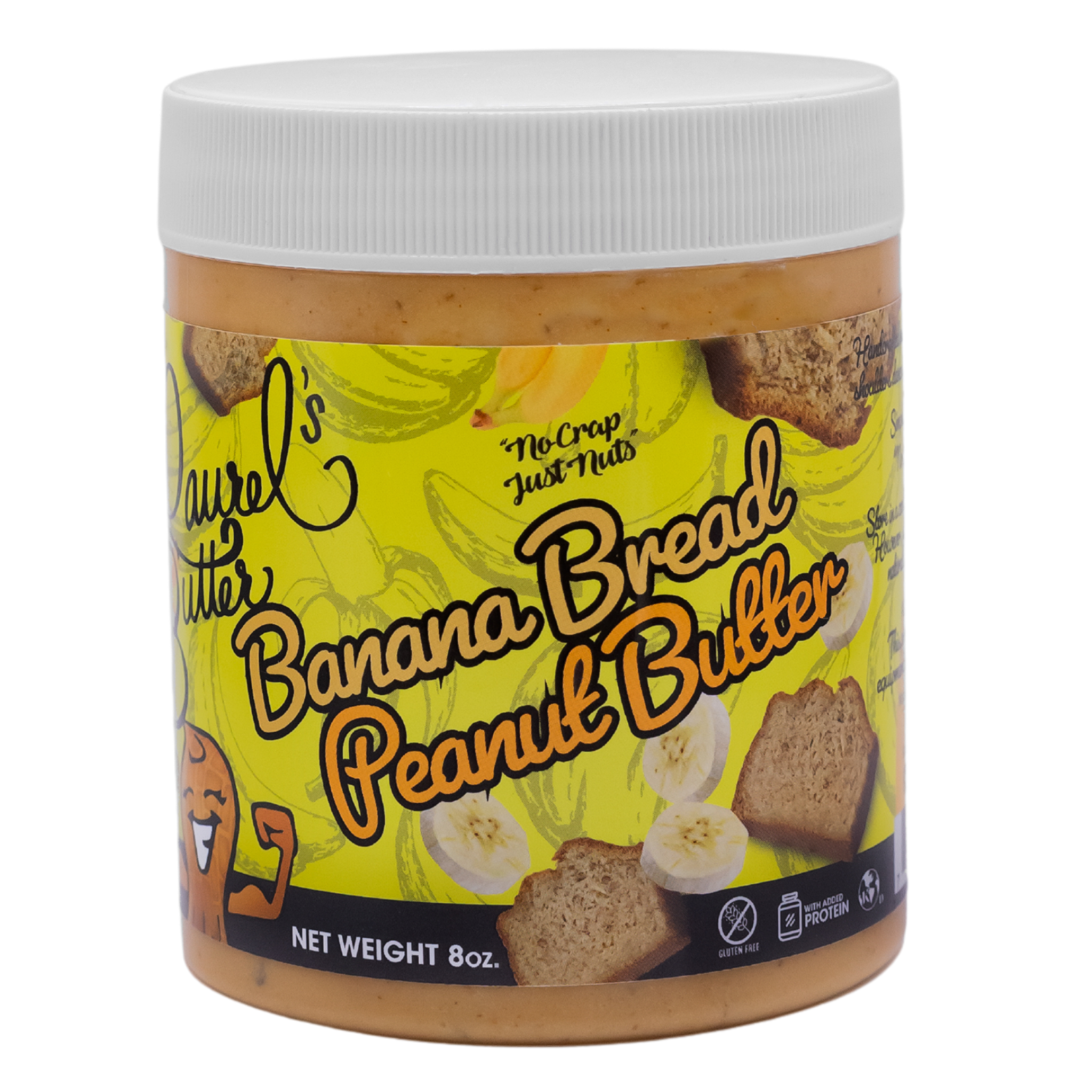 Laurel's Butter – wholesale Nötsmör – Bananbröd Jordnötssmör - Nötsmör, Krispigt, Valnöt 8oz1