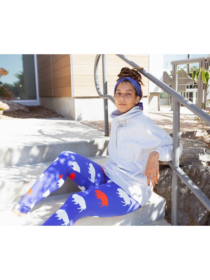Buffalo Seamery - Wholesale Fashion Leggings - Women's - Cozy Adult Red and Blue Buffalo Leggings5