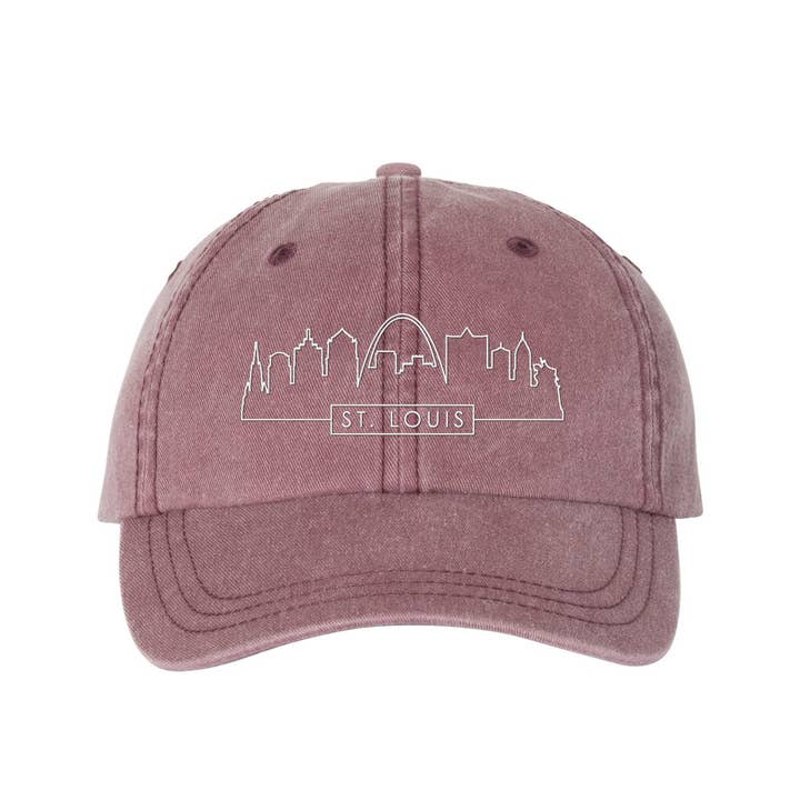 Lucky Luna Apparel - Wholesale Baseball Cap - Unisex - Skyline St. Louis Embroidered Pigment Dyed Dad Hat13