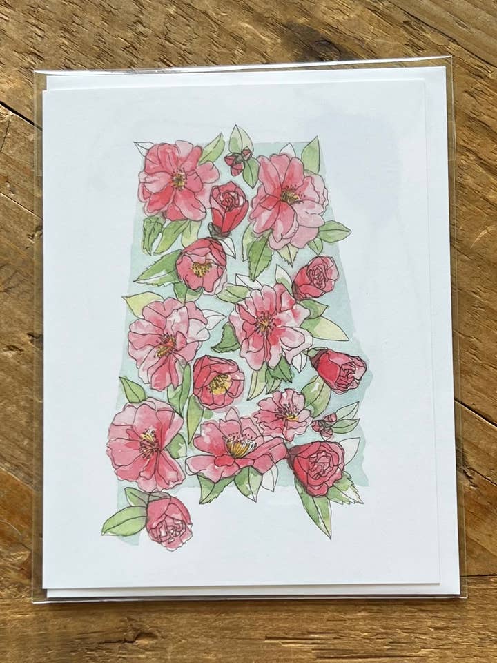 Carte de vœux Alabama Camellias pour la vente par Georgia Lanette Art
