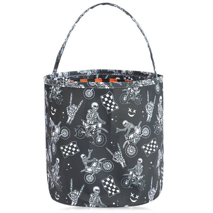 Bikes N Bones Fabric Basket for wholesale by Strictly Wild