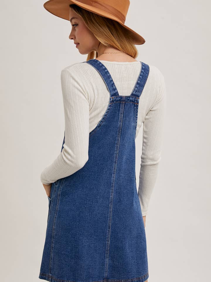 Bluivy - Wholesale Overalls - Women's - DENIM OVERALL MINI DRESS WITH POCKETS14