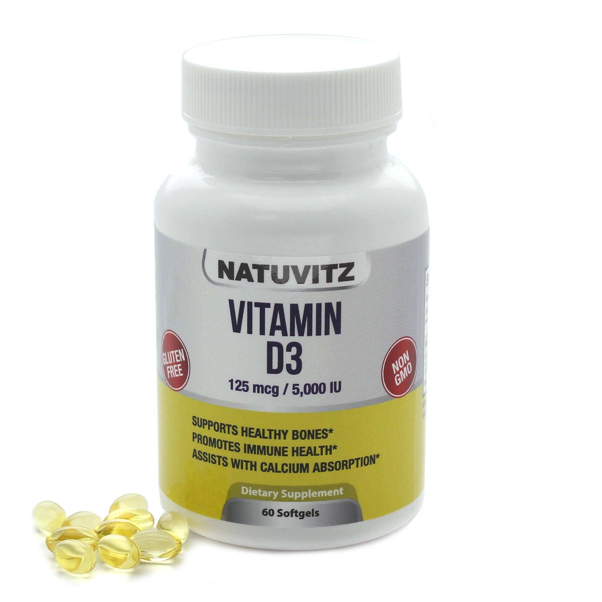 Natuvitz – wholesale Oralt tillskott/Vitamin – Vitamin D3 Kosttillskott —— Glutenfri, Icke-GMO - 125m4