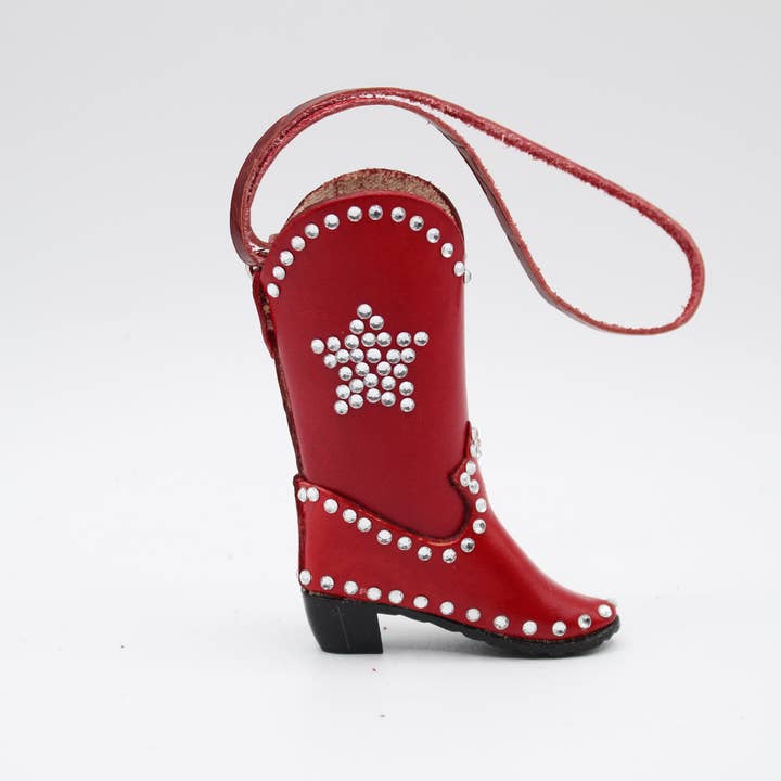 Sunflower Handmade leather inc - Wholesale Ornament - leather cowboy boots with sparkling rhinestones ornaments