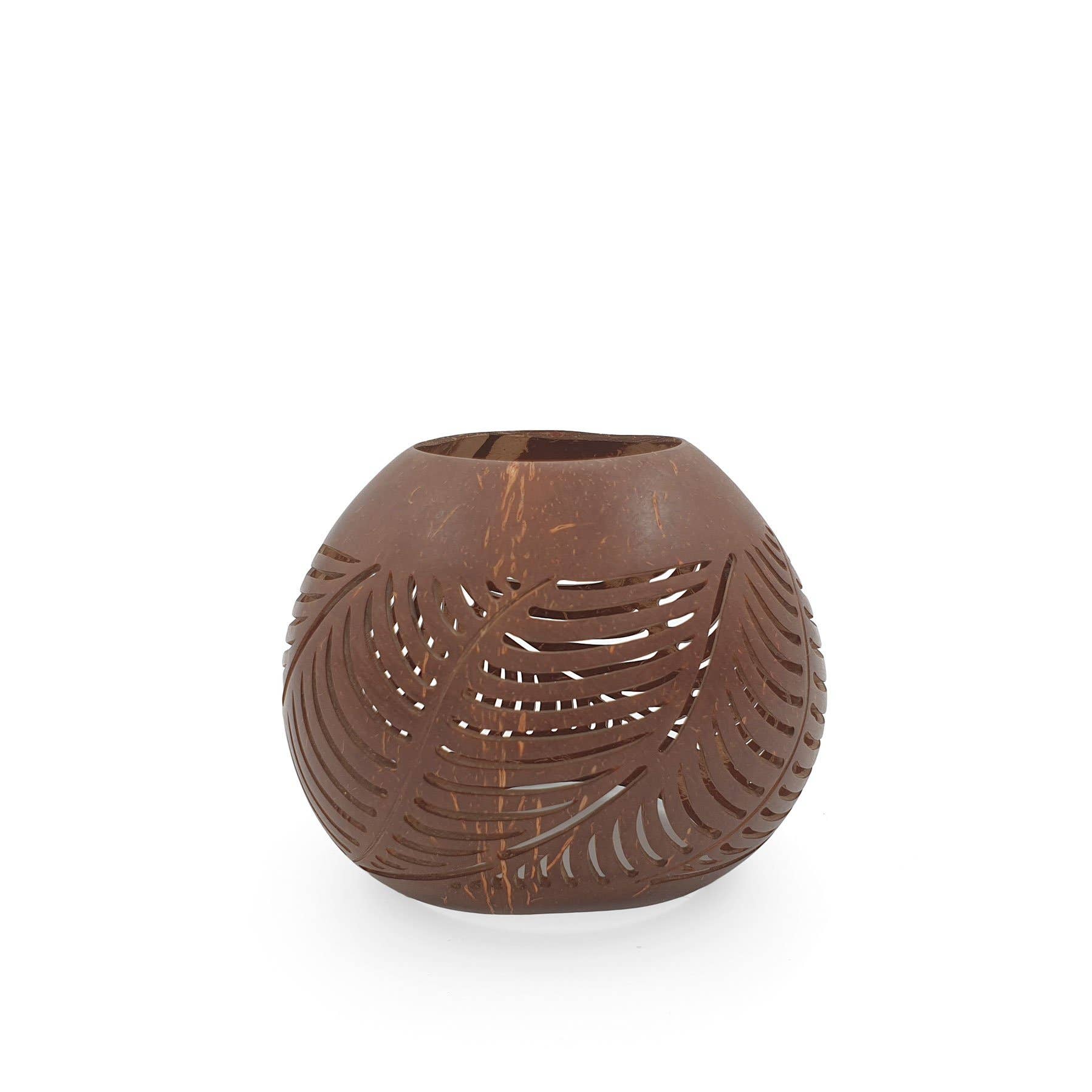 FERN – wholesale Candle holder – Coconut Candle Holder Brown Carved0