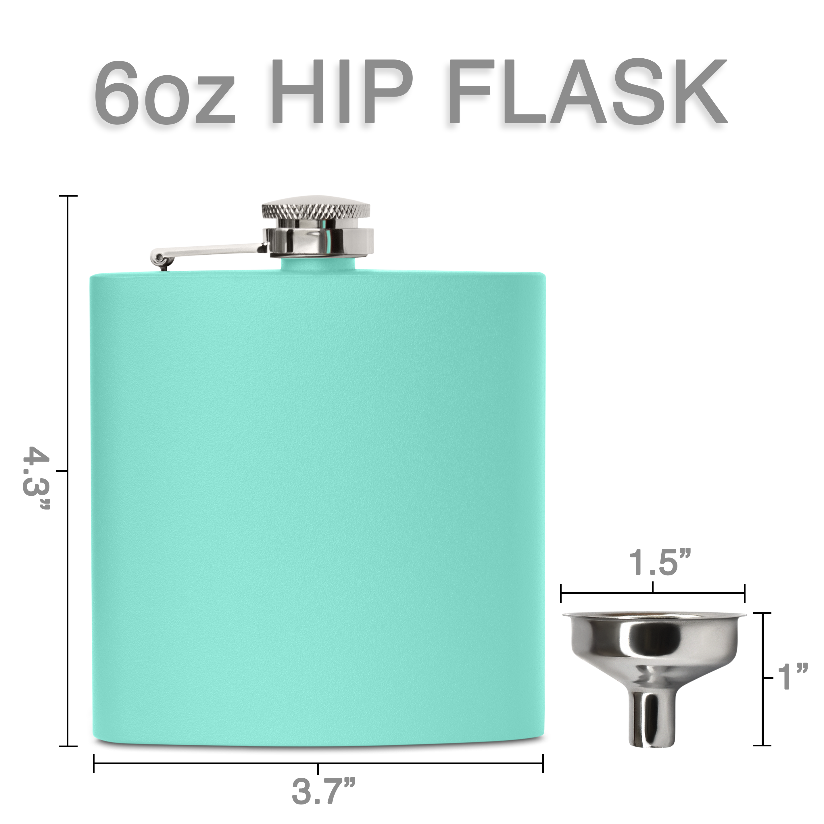 Clear Water Home Goods - Vente Flasque - Flacon à hanche en acier inoxydable de 6 oz avec entonnoir | Flacon revêtu de poudre20