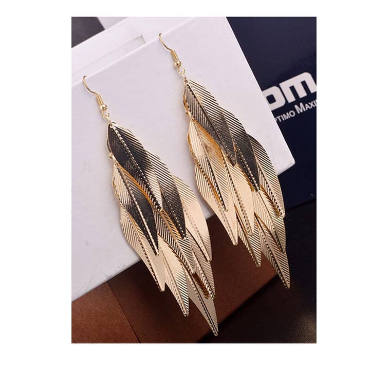 Vintage Original Stylish Alloy Leaf Earrings for wholesale by MoodGold