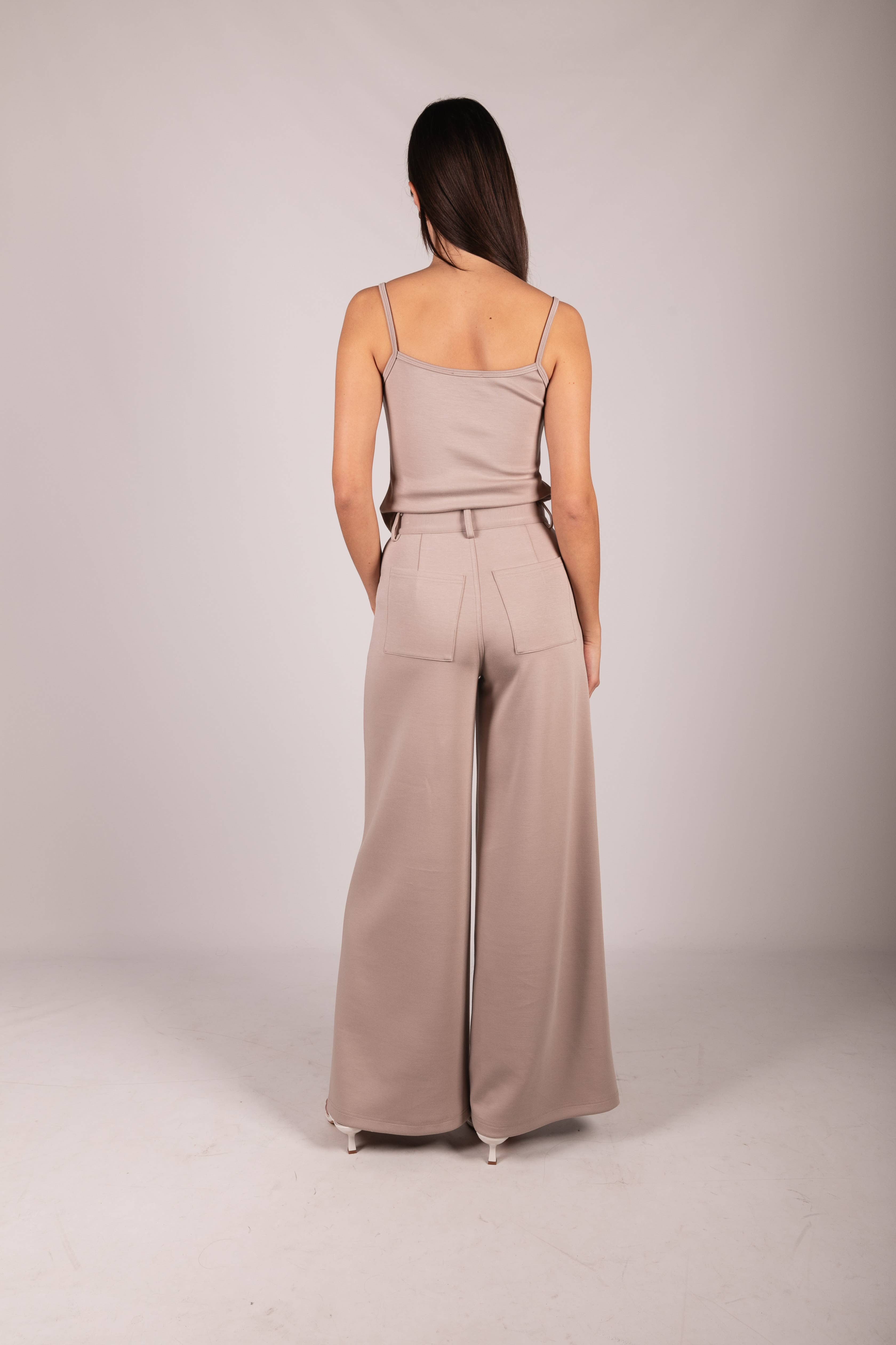 Taupe P. CILL Butter Modal Pleated Wide Leg Trousers for wholesale on Faire11
