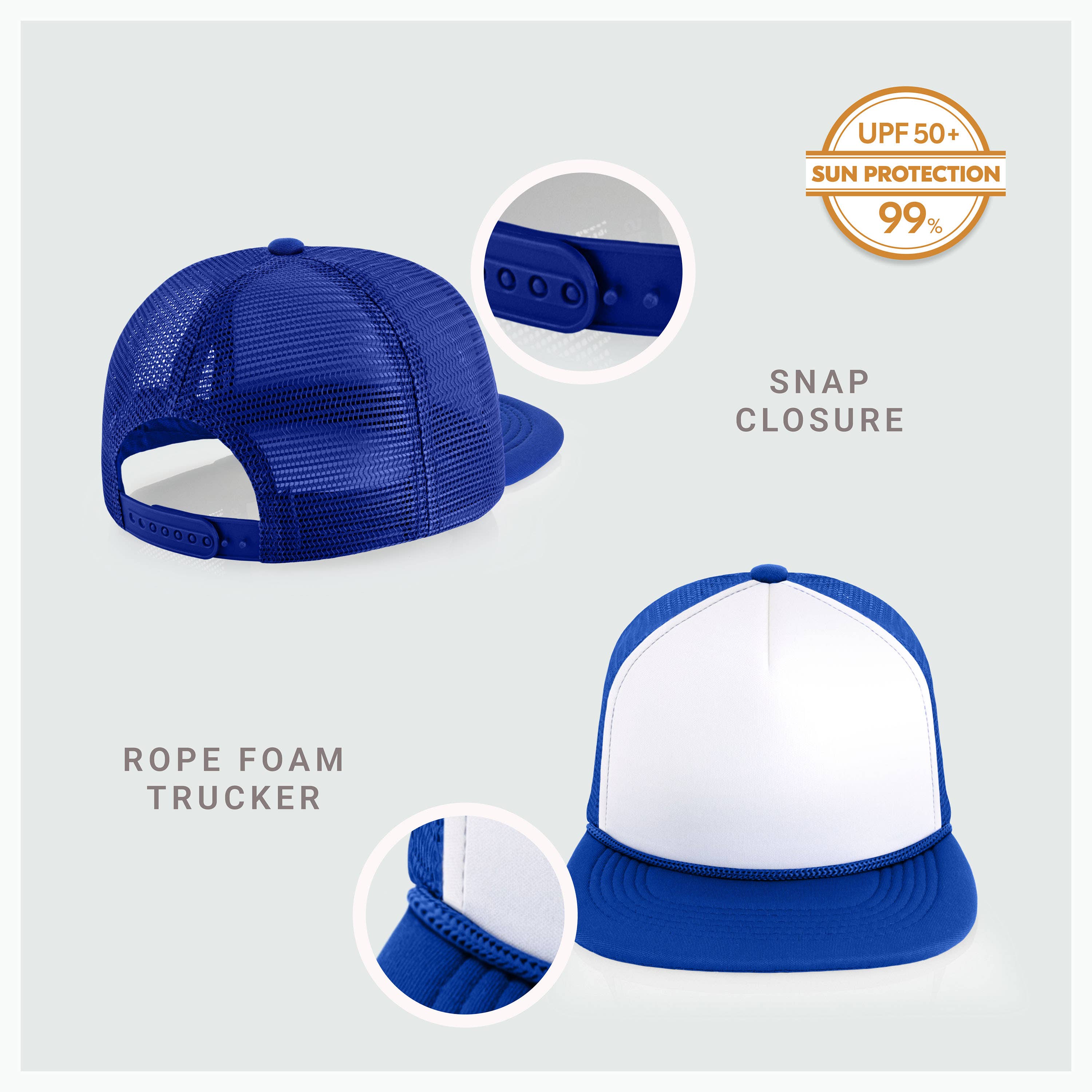 ChoKoLids - Wholesale Trucker Hat - Men's - CHOK.LIDS Plain Two-tone Foam Trucker Flat Bill Cap with Rop19
