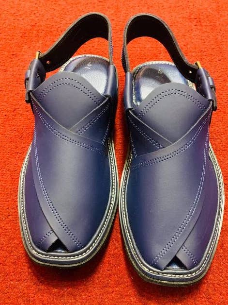 Blå lædersko, Håndlavede herresandaler for engroshandel hos vintarust