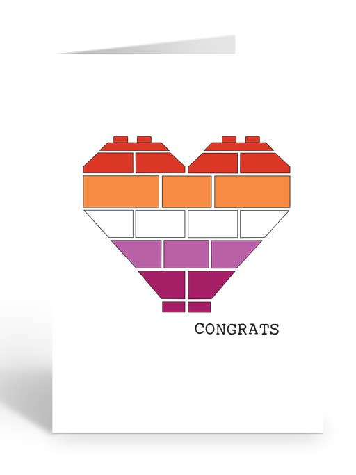 LESBIAN CONGRATS BRICK HEART Greeting Card for wholesale by Two Brides Presents