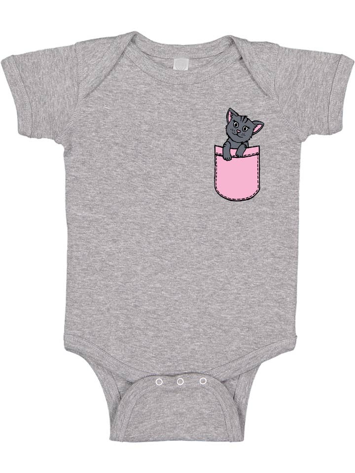 Kitten pocket bodysuit for wholesale by Poseys