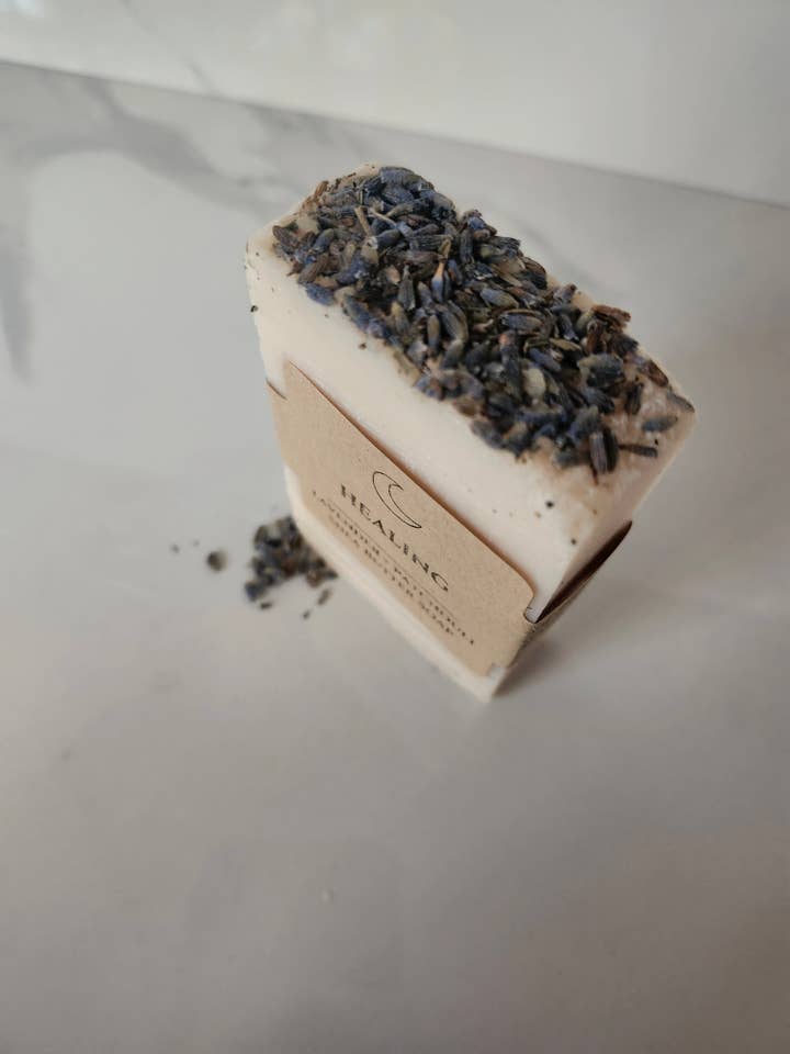 Lavender + Patchouli Organic Shea Butter Healing Soap for wholesale by Three Witches Tea Shop