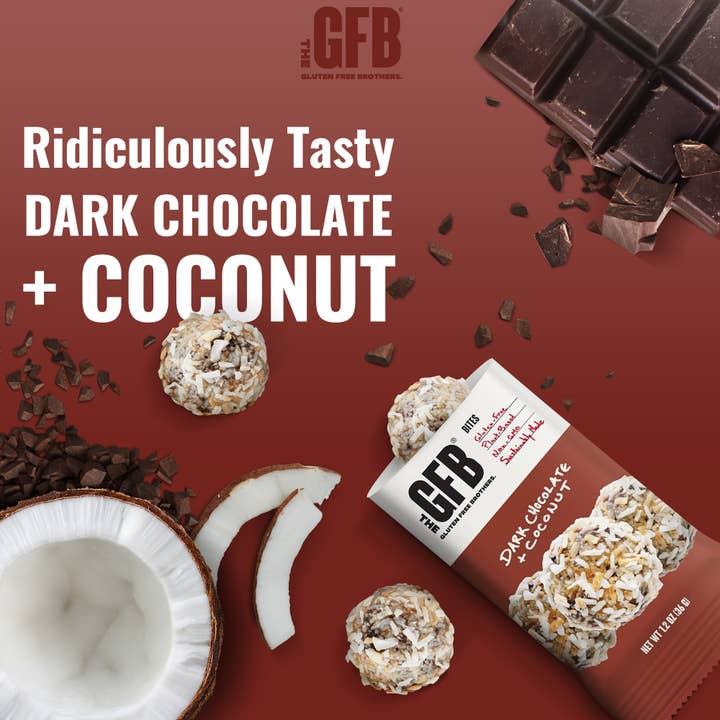 The GFB - Wholesale Snack Bar - The GFB Dark Chocolate Coconut Bites: Individually Wrapped