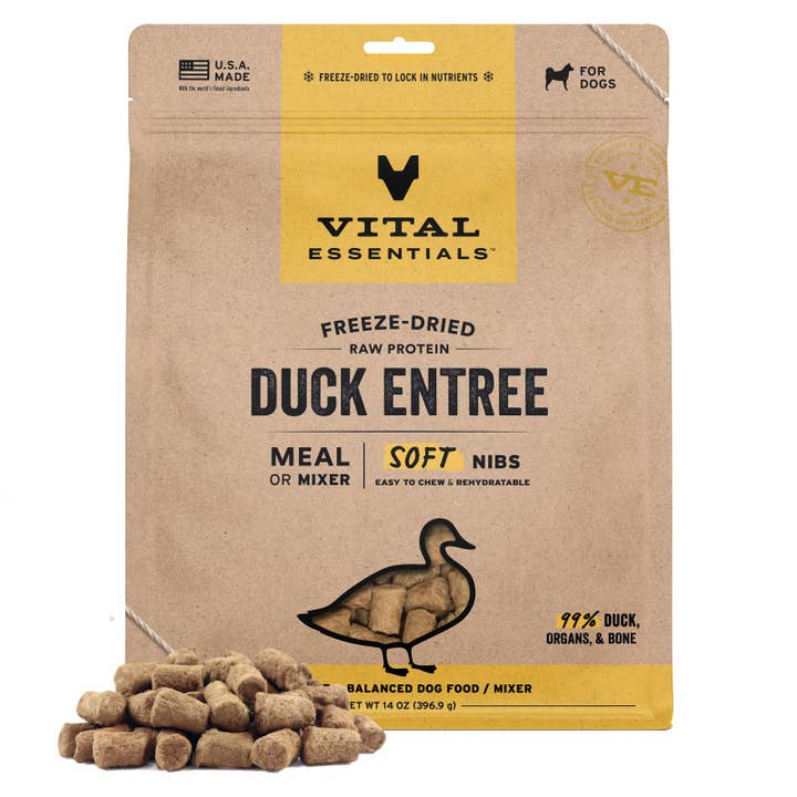 Vital Essentials FDR Duck Entree & Mixer Soft Nibs 14oz for wholesale by Pet Palette Distribution
