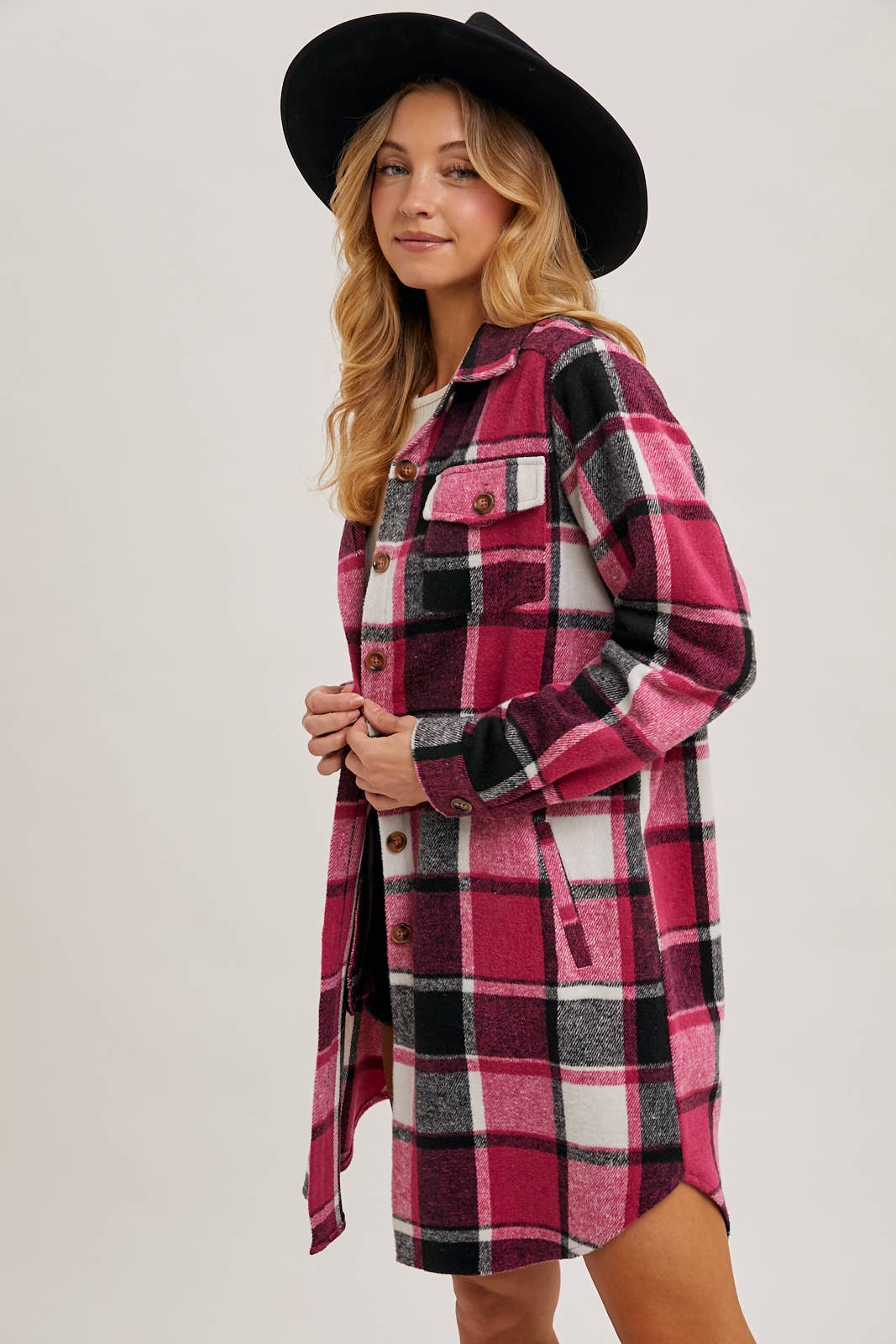 Bluivy – Engroshandel Skjortejakke/shacket – til kvinder – FLANNEL PLAID LANGLINE SHACKET15