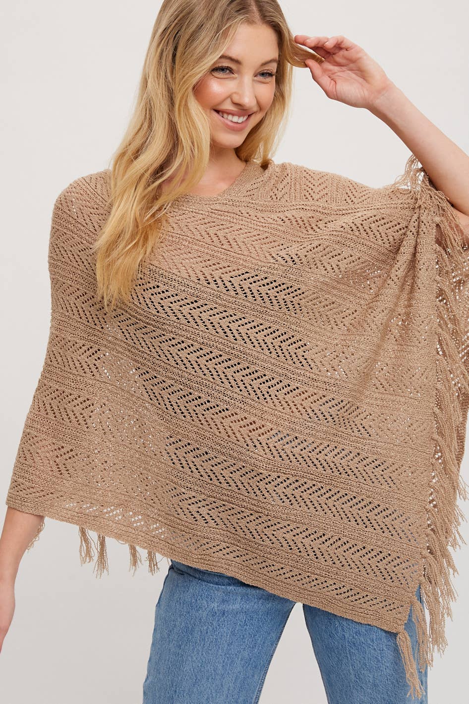 Bluivy – wholesale Poncho – Women's – OPEN-KNIT FRINGE PONCHO14