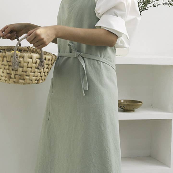 NINEXIS - Wholesale Apron - CWAB3991_COTTON AND LINEN SOLID COLOR ANTI-FOULING APRON1