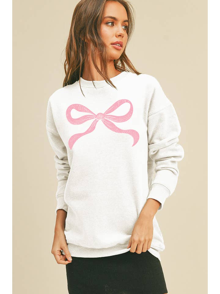 Honestee - Venta al por mayor Sudadera estampada - Mujer - Sudadera gráfica de manga larga con lazo2