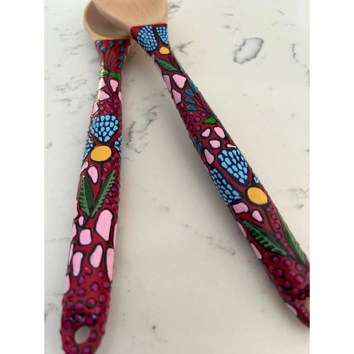 Oh The Places We Go Shop - Wholesale Serving utensil - Rich Burgundy Salad Server Spoons2