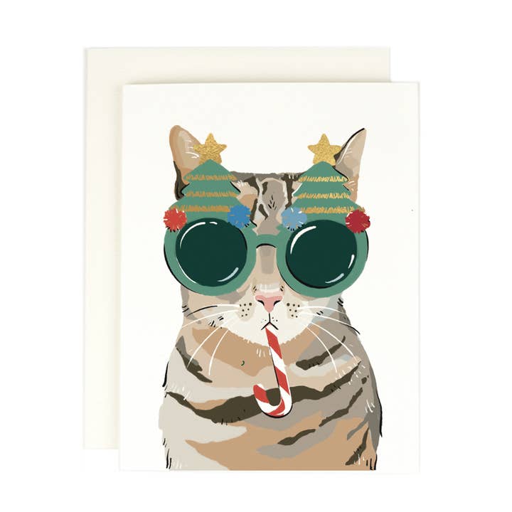 Merry Cat 2.0 Holiday Card for wholesale by Amy Heitman