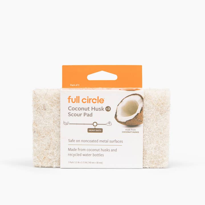 Full Circle Home - Wholesale Cleaning Sponge - Coconut Husk Scour Pads (3pk)