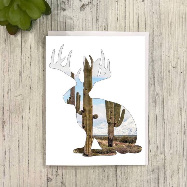 Carte d'art nature Jackalope Cactus pour la vente par Great Odin's Hellos