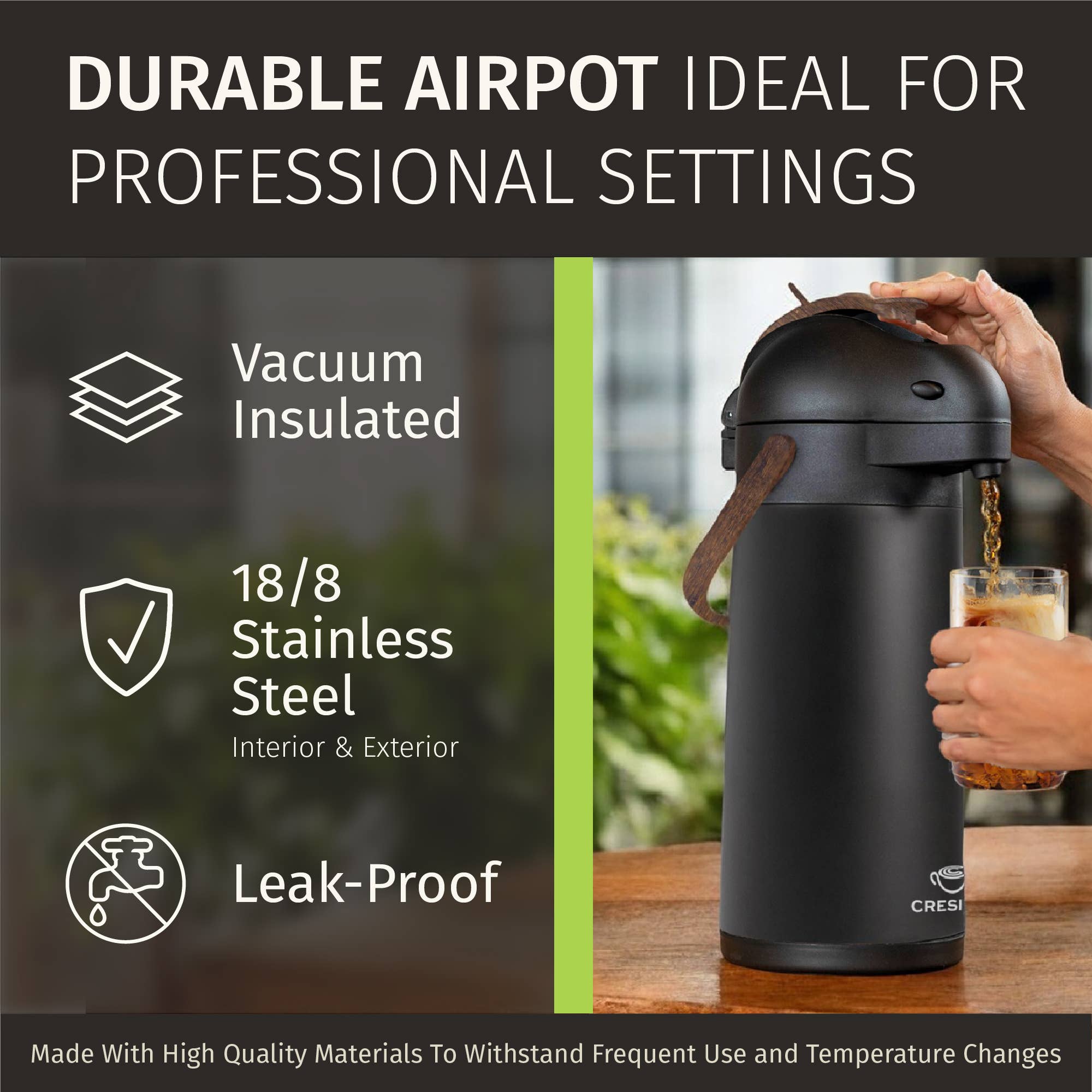 Cresimo - Vente Carafe - Cresimo 3L Airpot à Café Thermique avec Finition en Bois7