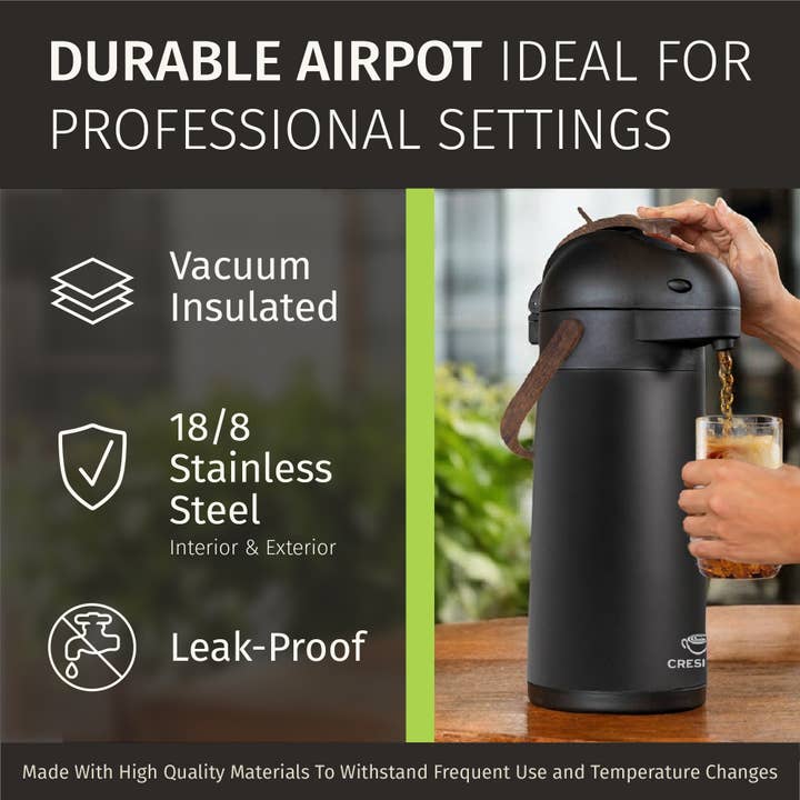 Cresimo - Vente Carafe - Cresimo 3L Airpot à Café Thermique avec Finition en Bois7
